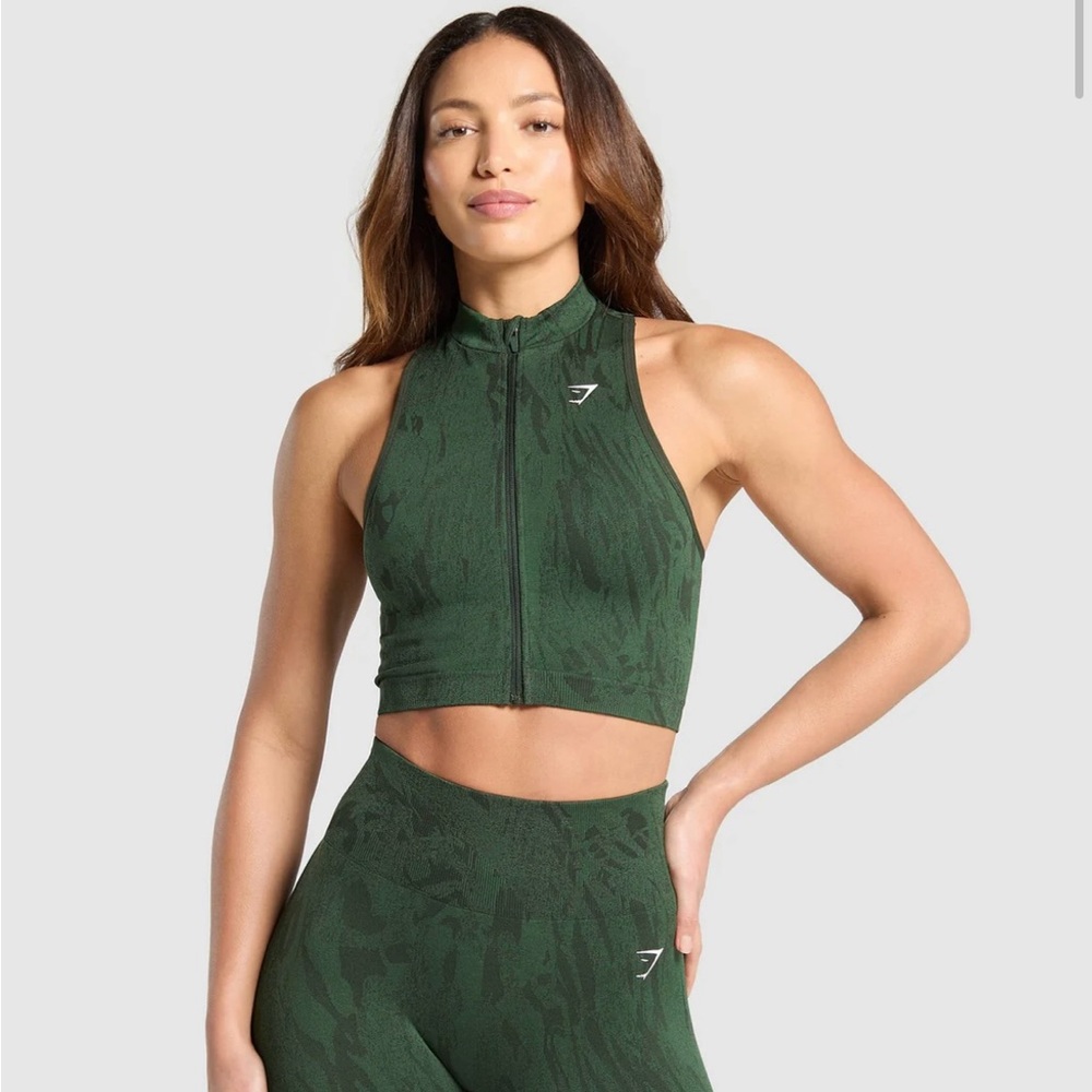 Gymshark Green Zip-Up Crop Top